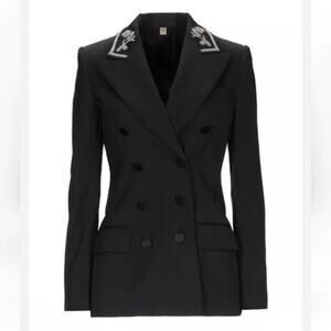 NWT $1,890 Burberry Black Double Breasted Blazer size 2